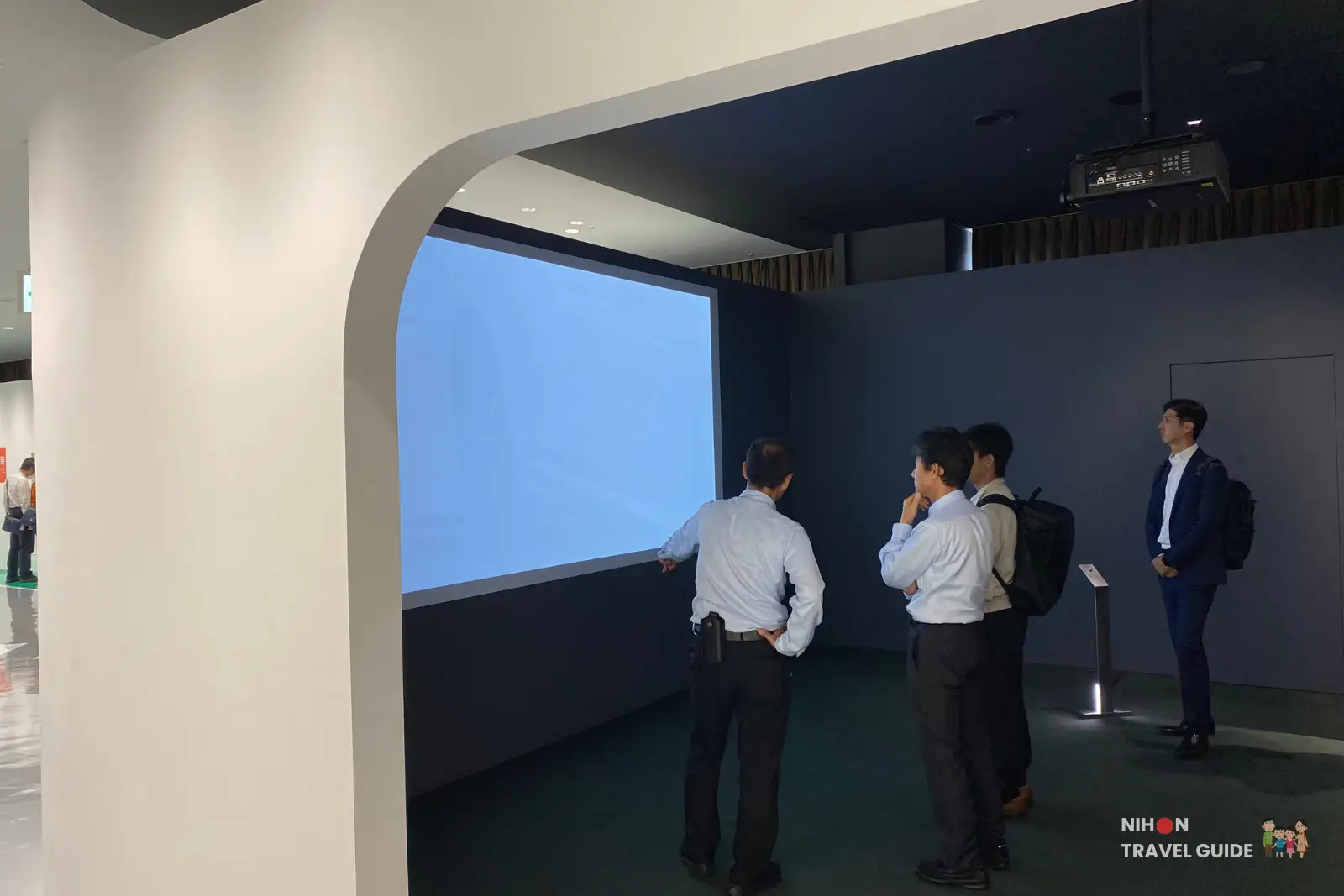 A video presentation at Toyota Kaikan Musuem.