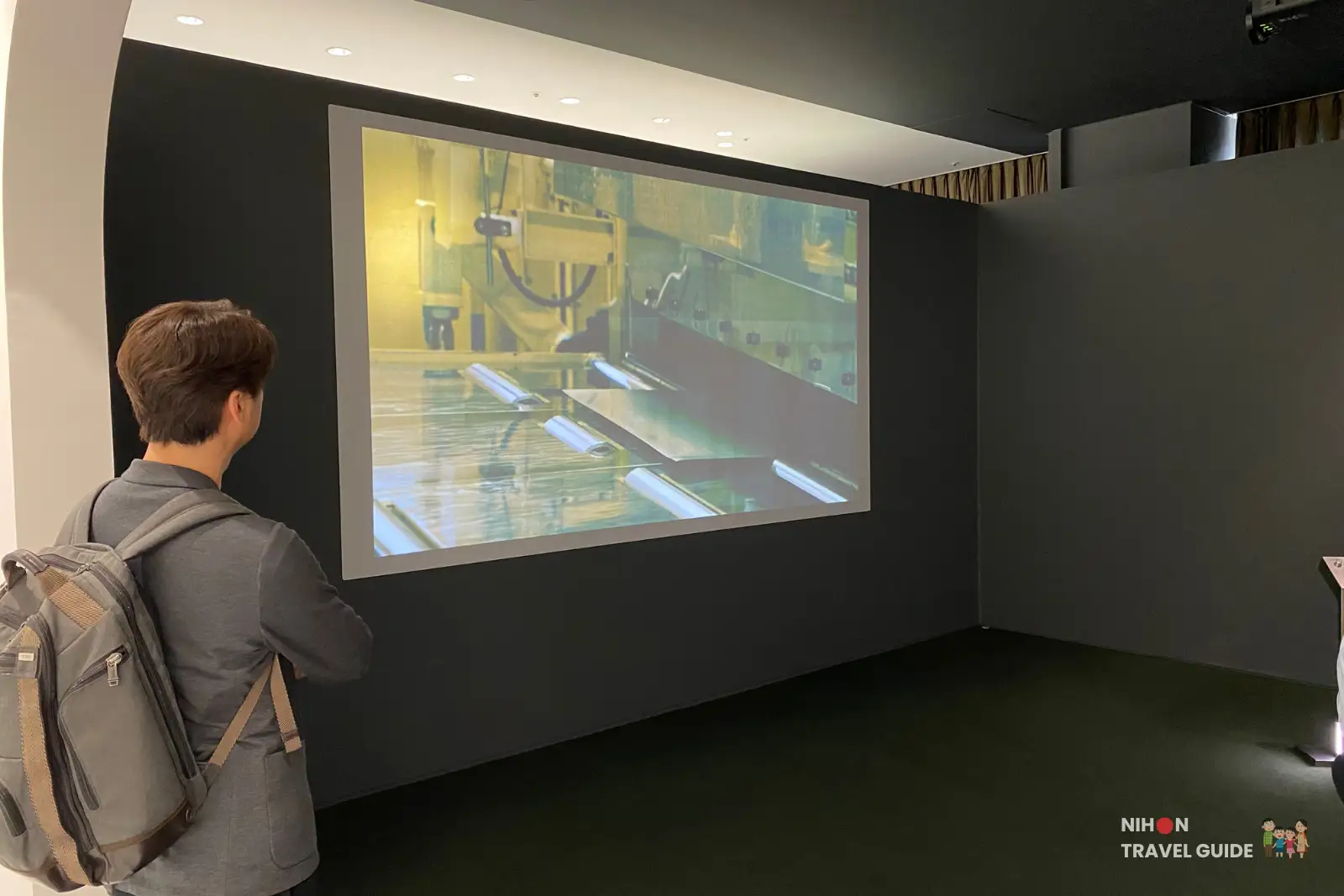 A video presentation at Toyota Kaikan Musuem.