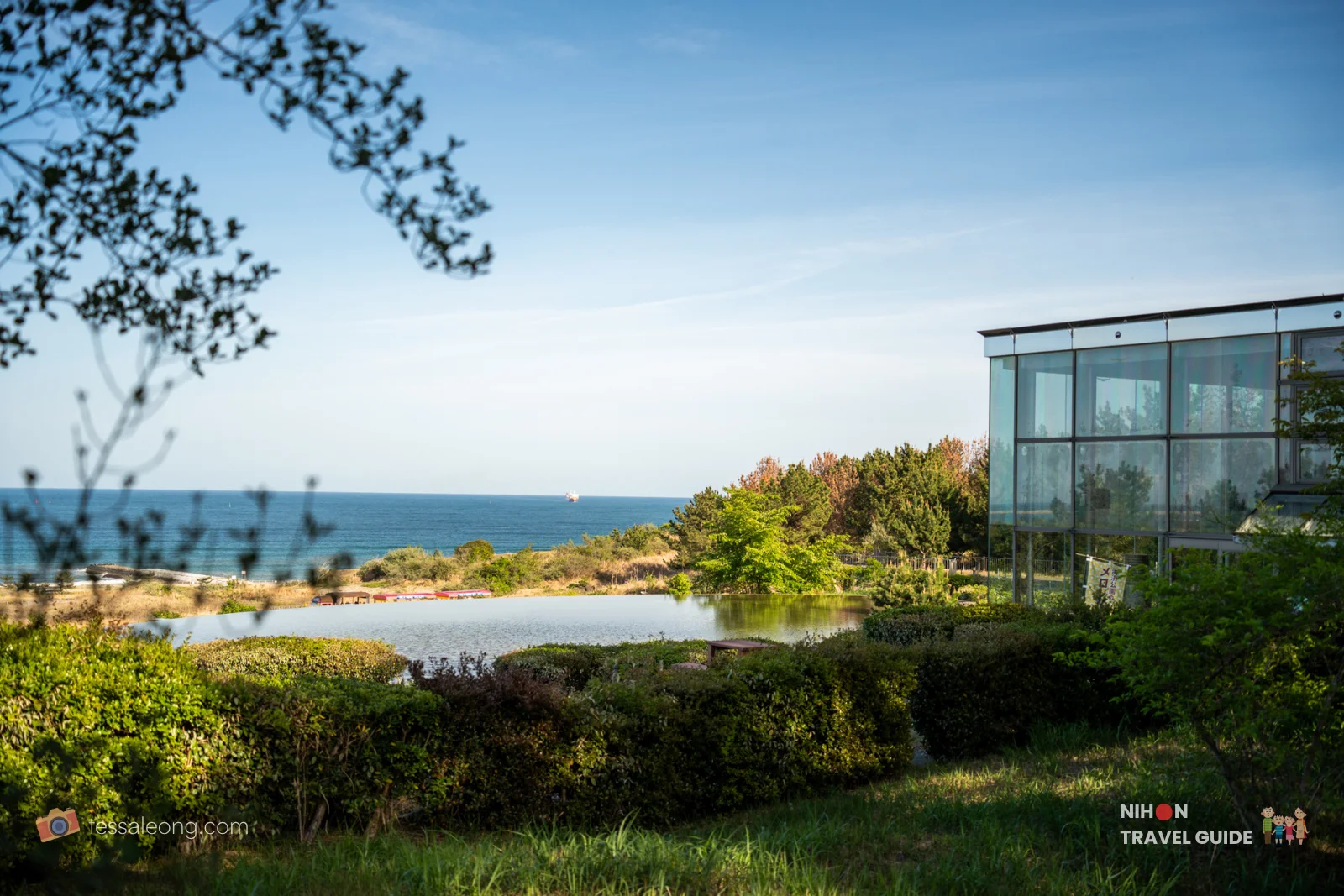 Glass House Cafe at the Sand Dunes area of Hitachi Seaside Park, with beautiful views of the Pacific Ocean.