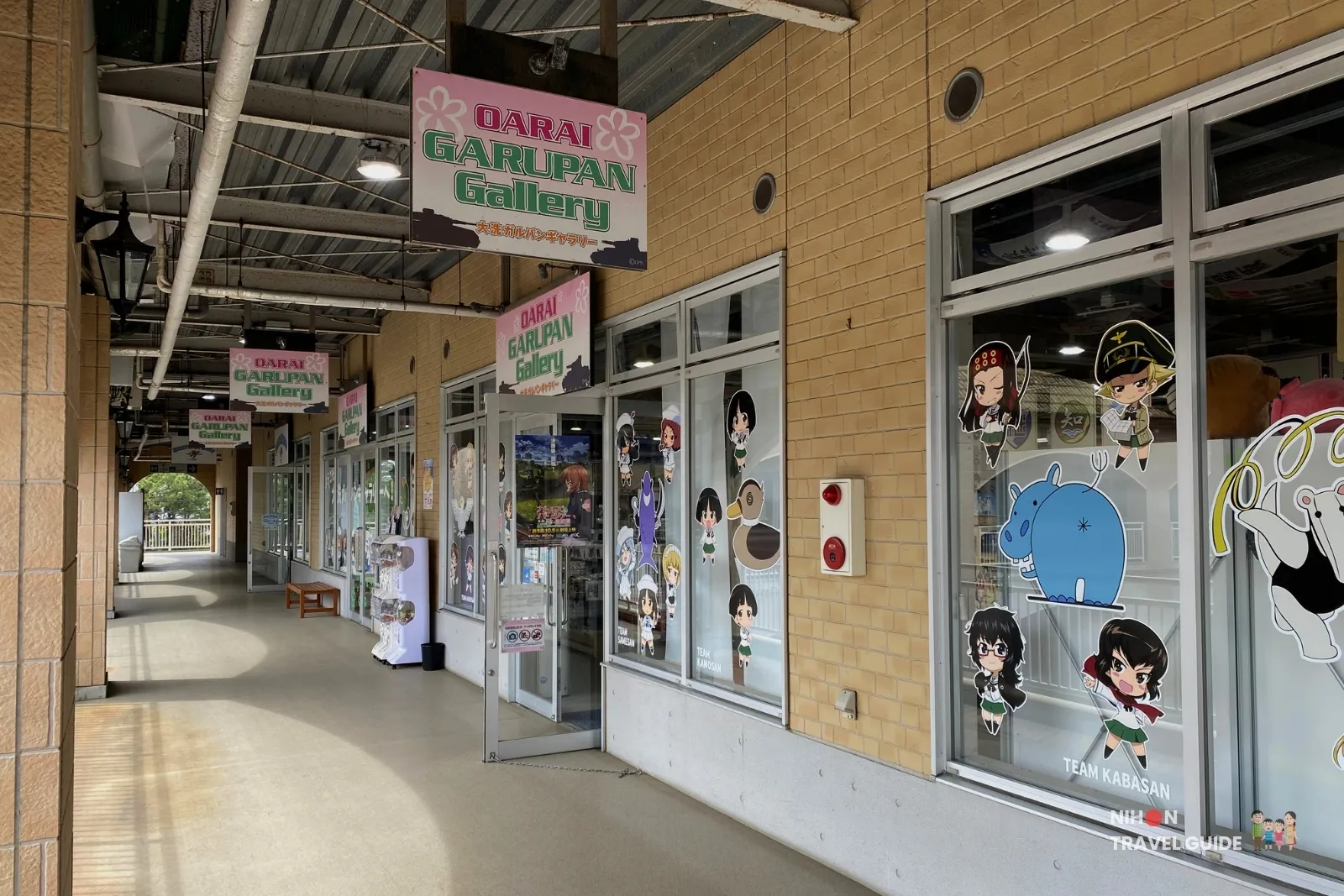 Oarai Garupan Gallery entrance along the covered walkway at Oarai Seaside Station.