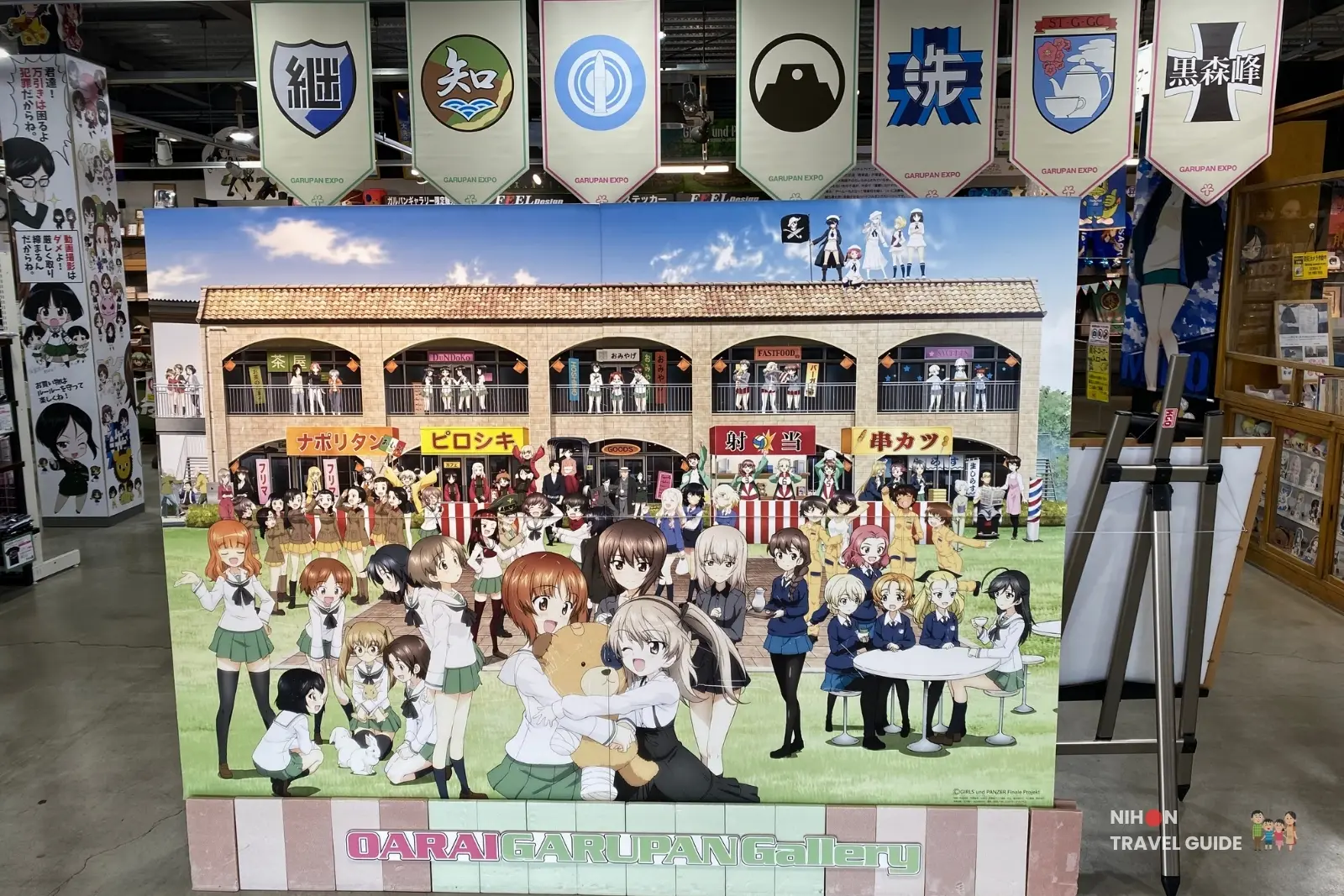 Large detailed Girls und Panzer group illustration poster at Oarai Garupan Gallery