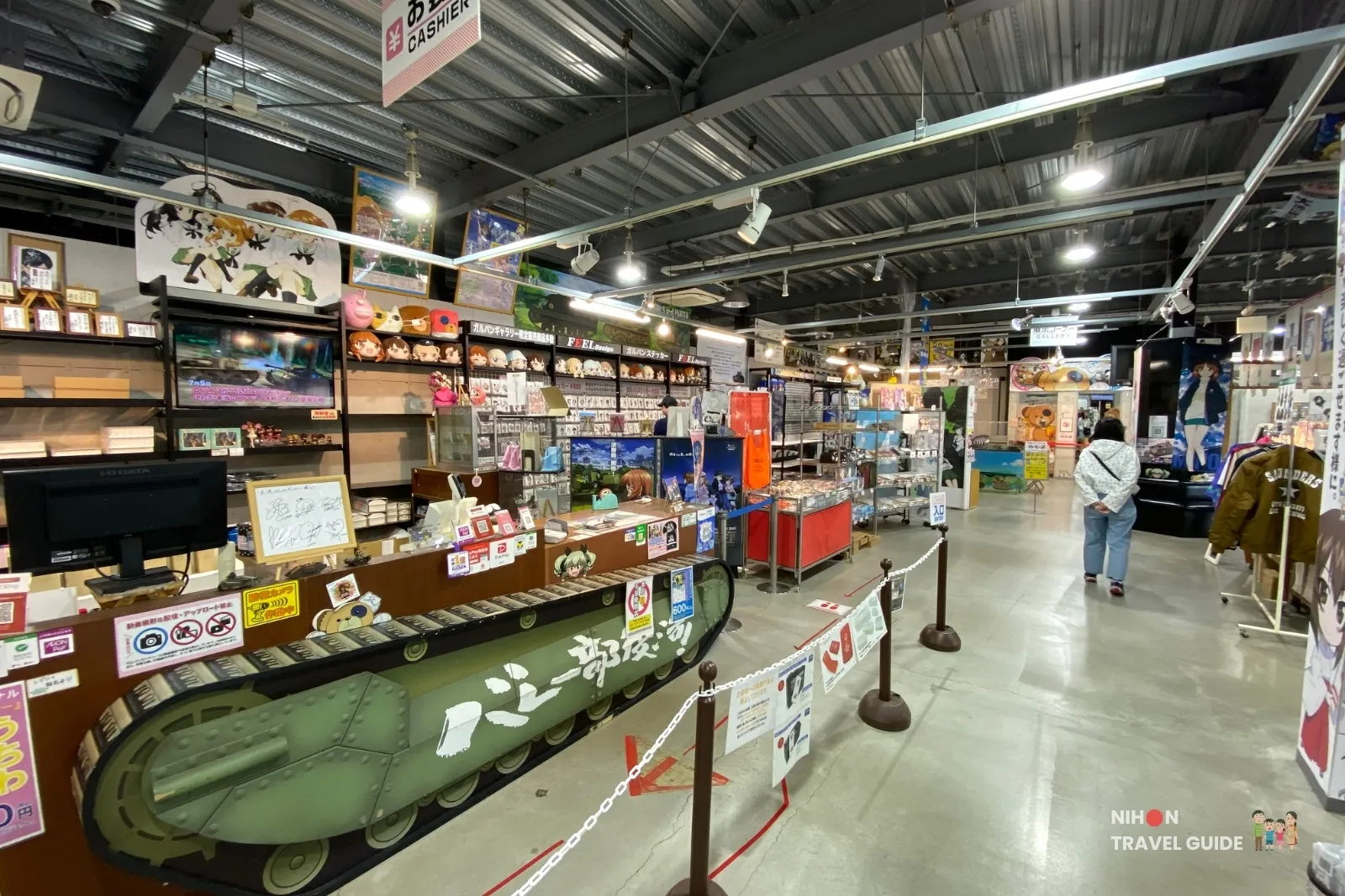Unique tank-shaped cashier counter inside Oarai Garupan Gallery at Seaside Station.