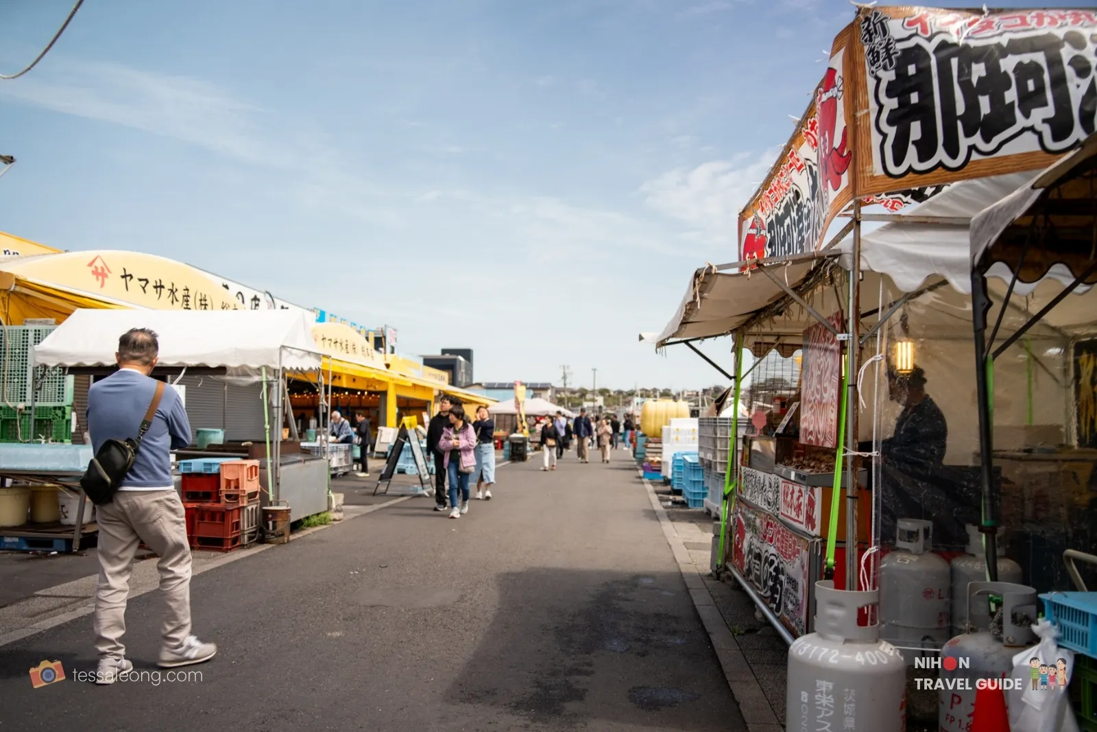 Nakaminato Fish Market — street stalls and visitors