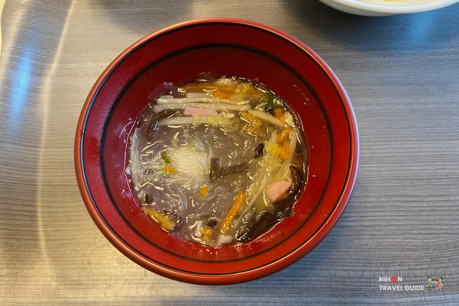 Kumamoto-style Taipien (glass noodle soup) served at the breakfast buffet of KOKO HOTEL Premier Kumamoto.